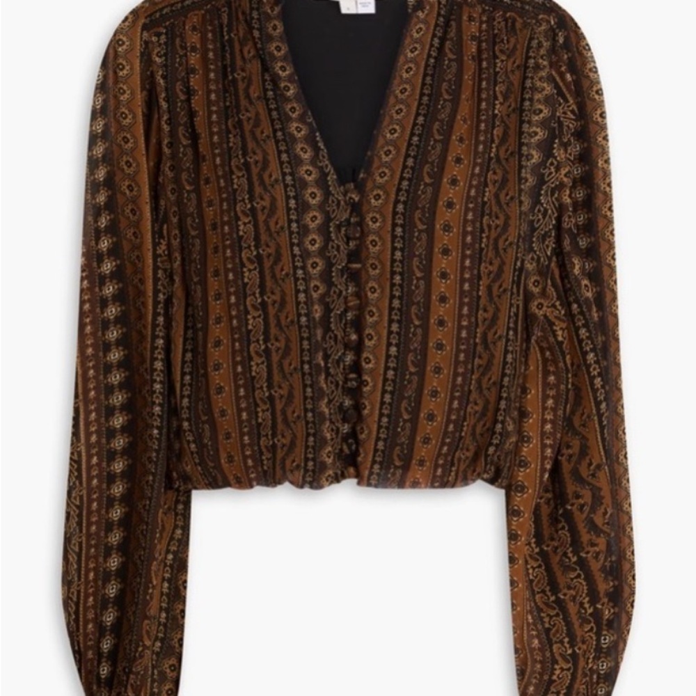 Veronica Beard Astro Crop Georgette Blouse